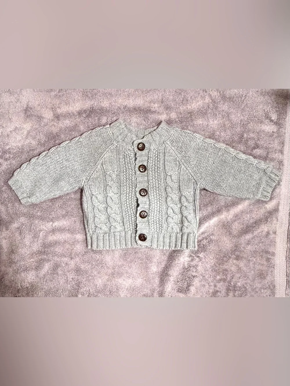 The Children's Place Cable Knit Button-Up Cardigan - Light Gray